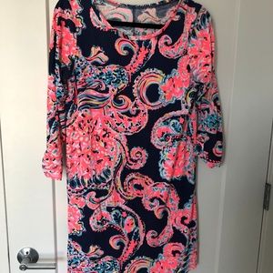 Lilly Pulitzer Navy/Neon Pink Floral Dress